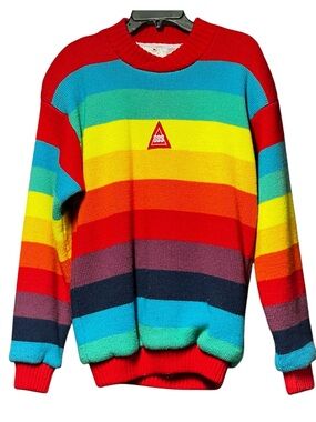 SOS Sportswear of Sweden Retro Unisex Wool Blend Rainbow Sweater